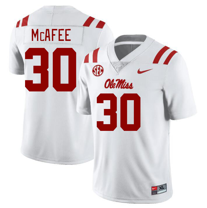 Men #30 Fred McAfee Ole Miss Rebels College Football Jerseyes Stitched Sale-White